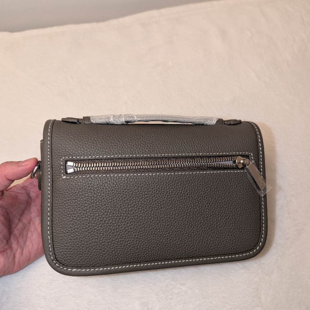 DUYP Graphite Grey "Le Petit Paris15" Mini Leather Crossbody bag Silver Hardware - Picture 9 of 16